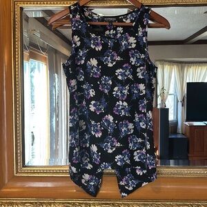 Express Black Floral Split Back Tank - Size XS